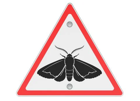 Moth warning sign for pest control and clothing protection. 3D rendering 스톡 일러스트