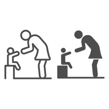Mother and baby line and solid icon, 1st June children protection day concept Stock Illustration
