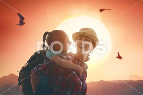 Mother and child enjoying journey. Stock Photos