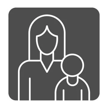 Mother and child in a frame solid icon, motherhood concept, Mom and her baby Stock Illustration
