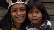 Mother And Daughter From Tupi Guarani Tribe In Brazil Stock Footage