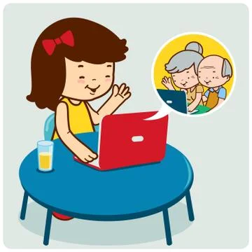 Mother and daughter using the computer. Vector illustration Stock Illustration