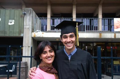 Mother and son on convocation function at Berkeley University ; California... Stock Photos