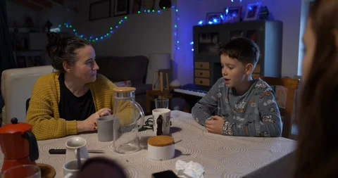 Mother and son debating the impostor Stock Footage 326875547