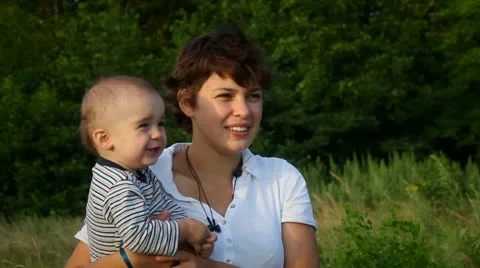Mother and son Stock Footage 26318987