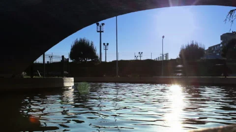 Mother and son having fun in a pedalo at sunset time Video stock 50648042