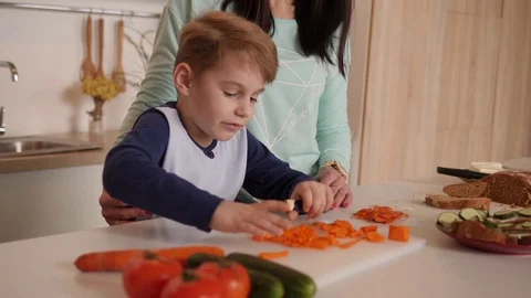 Mother and son in the kitchen Stock Footage 88348950