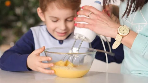 Mother and son in the kitchen Stock Footage 89333065