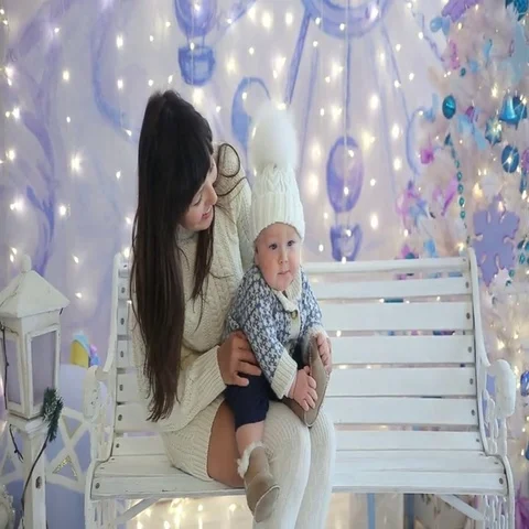 Mother and son in the studio Christmas Stock Footage 69458302