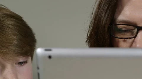Mother and son on tablet Stock Footage 47989285