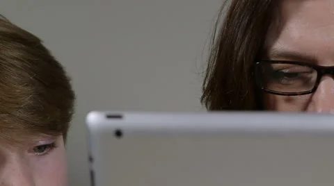 Mother and son on tablet Stock Footage 47989323