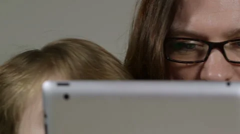 Mother and son on tablet Stock Footage 47989332