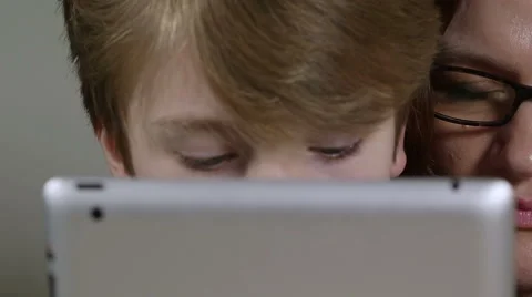 Mother and son on tablet Video stock 47989353