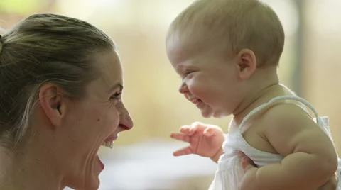 Mother Baby Laugh Finger Shake - 4k Video stock 59167095