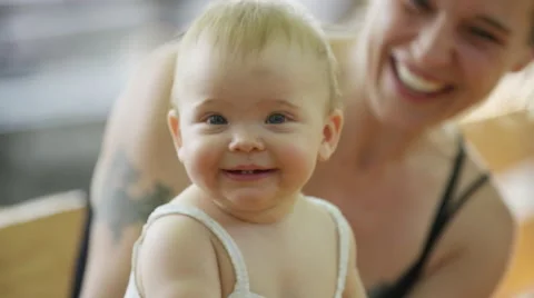 Mother Baby Look Wave - 4k Stock Footage 59164742