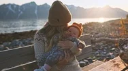 Mother With Baby Outdoor Family Vacation Woman And Child Stock Footage