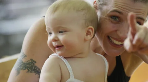 Mother Baby Point - 4k Stock Footage 59163294