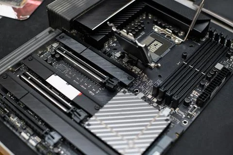 Mother board, close up. the computer component. Stock Photos