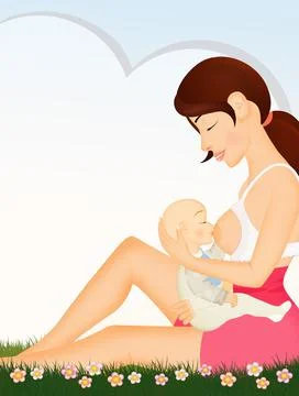 Mother breastfeeding Stock Illustration