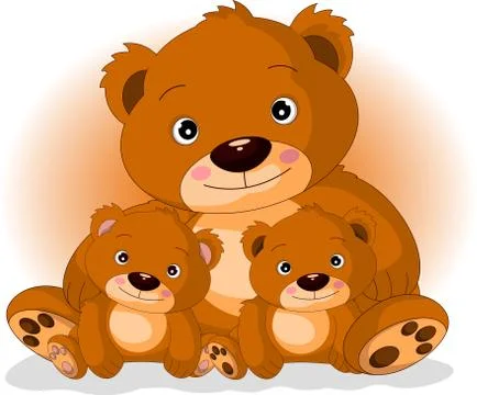 Mother brown bear with her sons Stock-Illustration