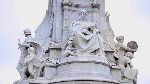 Mother Child Statue in Victoria Memorial, Buckingham Palace London Stock Footage