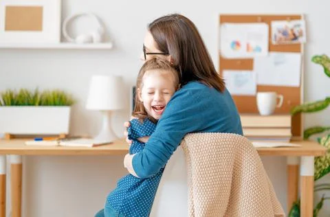 Mother with child working on the computer Stock Photos