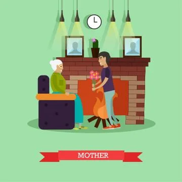 Mother concept vector illustration in flat style Stock Illustration