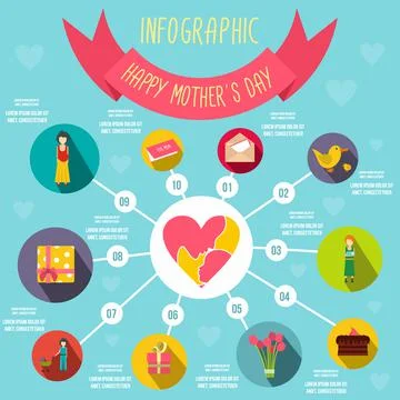 Mother Day infographic elements, flat style Stockillustratie