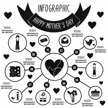 Mother Day infographic elements, simple style Stockillustratie