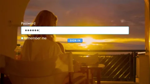 Mother enters password on computer while her child plays nearby Stock Footage 334022721