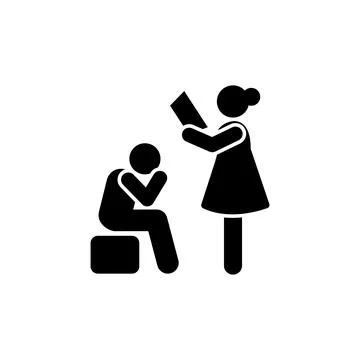Mother explain boy read angry pictogram icon Stock Illustration