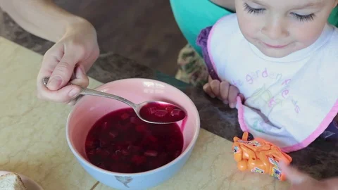 Mother feeds the child. Stock Footage 90278280