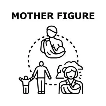 Mother figure concept with different parenting roles embracing children Stock Illustration
