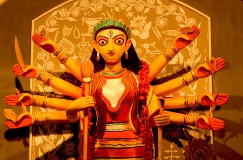Mother goddess Durga protector theme puja Stock Photos