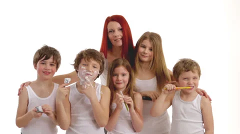 Mother many children 3 Stock Footage 24631609