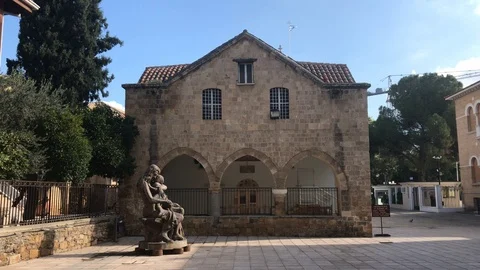 Mother Monument vs St John Cathedral in Nicosia Stock Footage 99839332