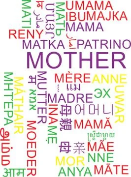 Mother multilanguage wordcloud background concept Stock Illustration