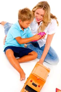Mother playing with son Stock Photos