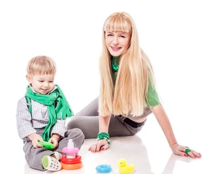 Mother playing with son Stock Photos
