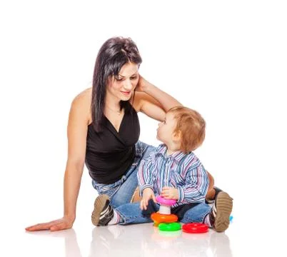 Mother playing with son Stock Photos