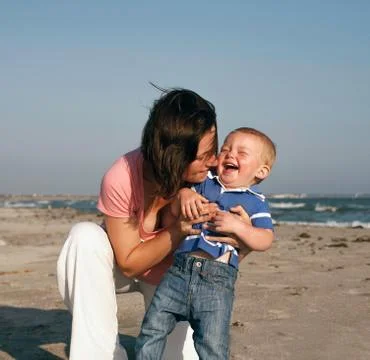 Mother plays with son Stock-Fotos