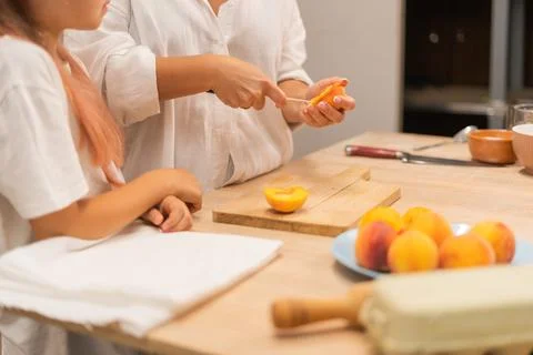 Mother Prepare from home with kid Stock Photos