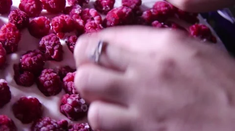 Mother prepares a festive cake. The cake is made of ladyfingers, cream 스톡 동영상 59588481