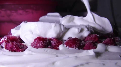 Mother prepares a festive cake. The cake is made of ladyfingers, cream 3b Stock Footage 59588490