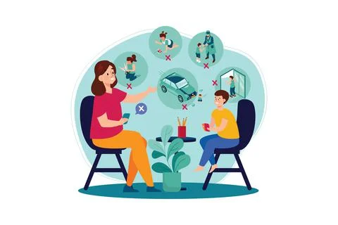 Mother Setting Ground Rules For her Kids Stock Illustration