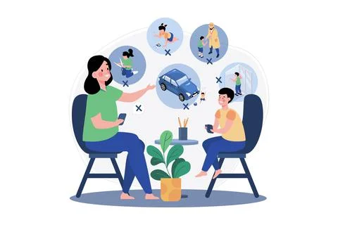 Mother Setting Ground Rules For Her Kids Stock Illustration