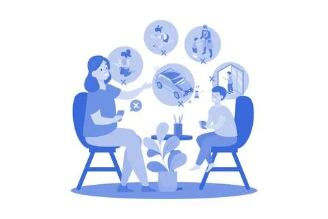 Mother Setting Ground Rules For Her Kids Stock Illustration