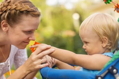 Mother with a son Stock Photos