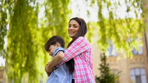 Mother with son spend time at vacation Stock Footage 127375404