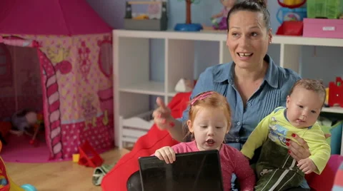 Mother spend time with babys Stock Footage 59940642